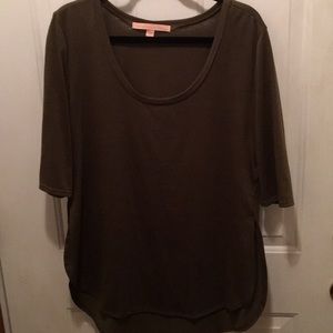 Army green top with slits on the side.